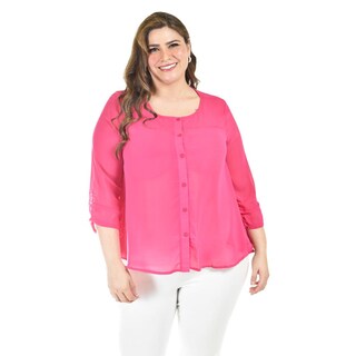 Foto 1 | Blusa Con Abertura En Espalda Roman Fashion /talllas Extras, 8035 (fiusha) Fucsia