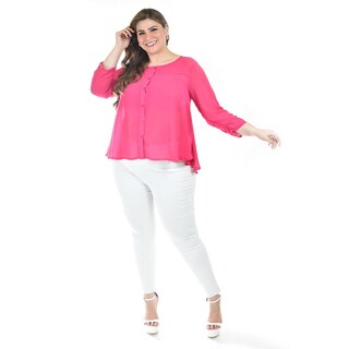Foto 2 | Blusa Con Abertura En Espalda Roman Fashion /talllas Extras, 8035 (fiusha) Fucsia