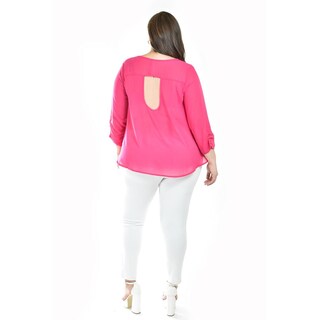 Foto 4 | Blusa Con Abertura En Espalda Roman Fashion /talllas Extras, 8035 (fiusha) Fucsia