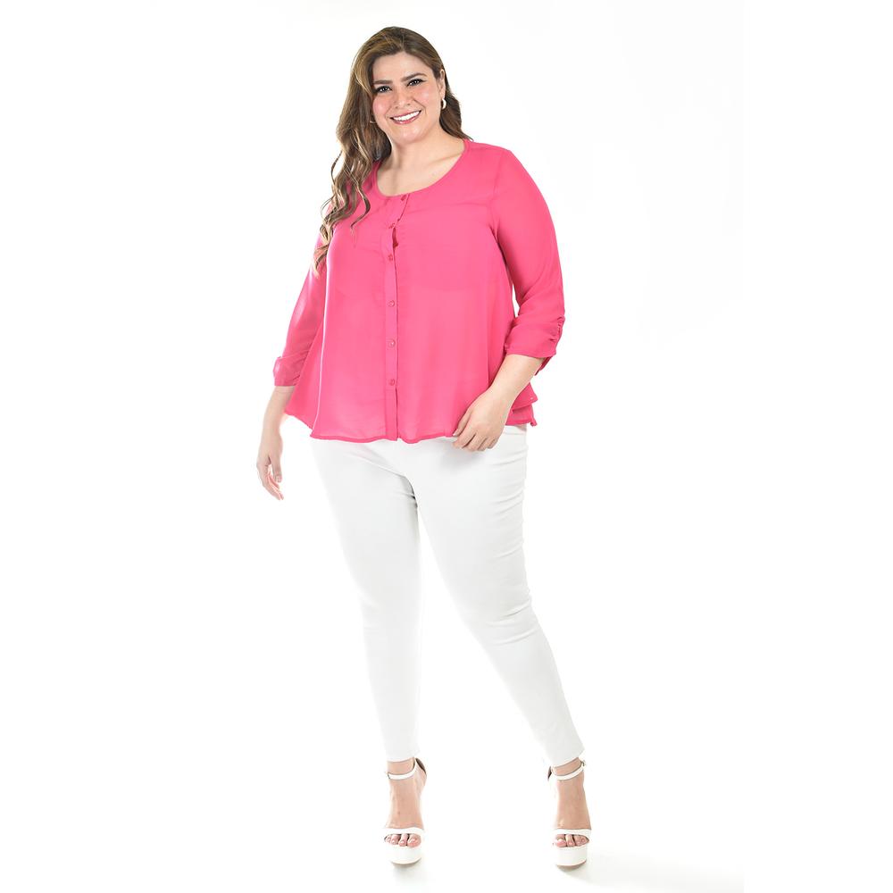Foto 5 | Blusa Con Abertura En Espalda Roman Fashion /talllas Extras, 8035 (fiusha) Fucsia