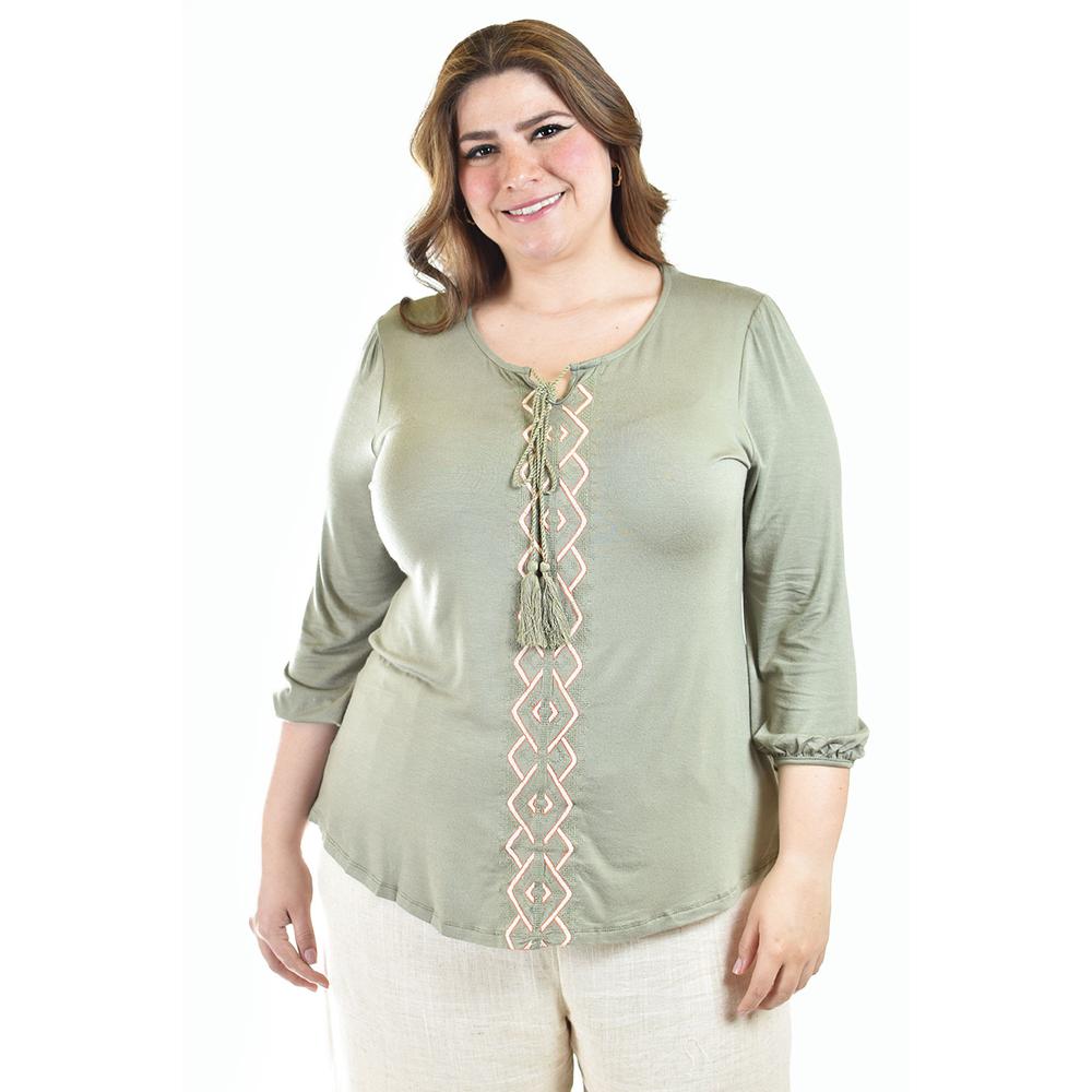 Foto 2 pulgar | Blusa Diseño Bohemio Roman Fashion/ Tallas Extras, 246 (verde Militar) Verde