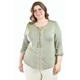 Foto 1 | Blusa Diseño Bohemio Roman Fashion/ Tallas Extras, 246 (verde Militar) Verde