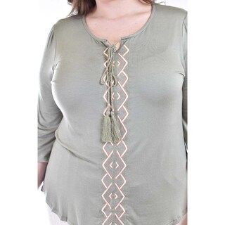 Foto 4 | Blusa Diseño Bohemio Roman Fashion/ Tallas Extras, 246 (verde Militar) Verde