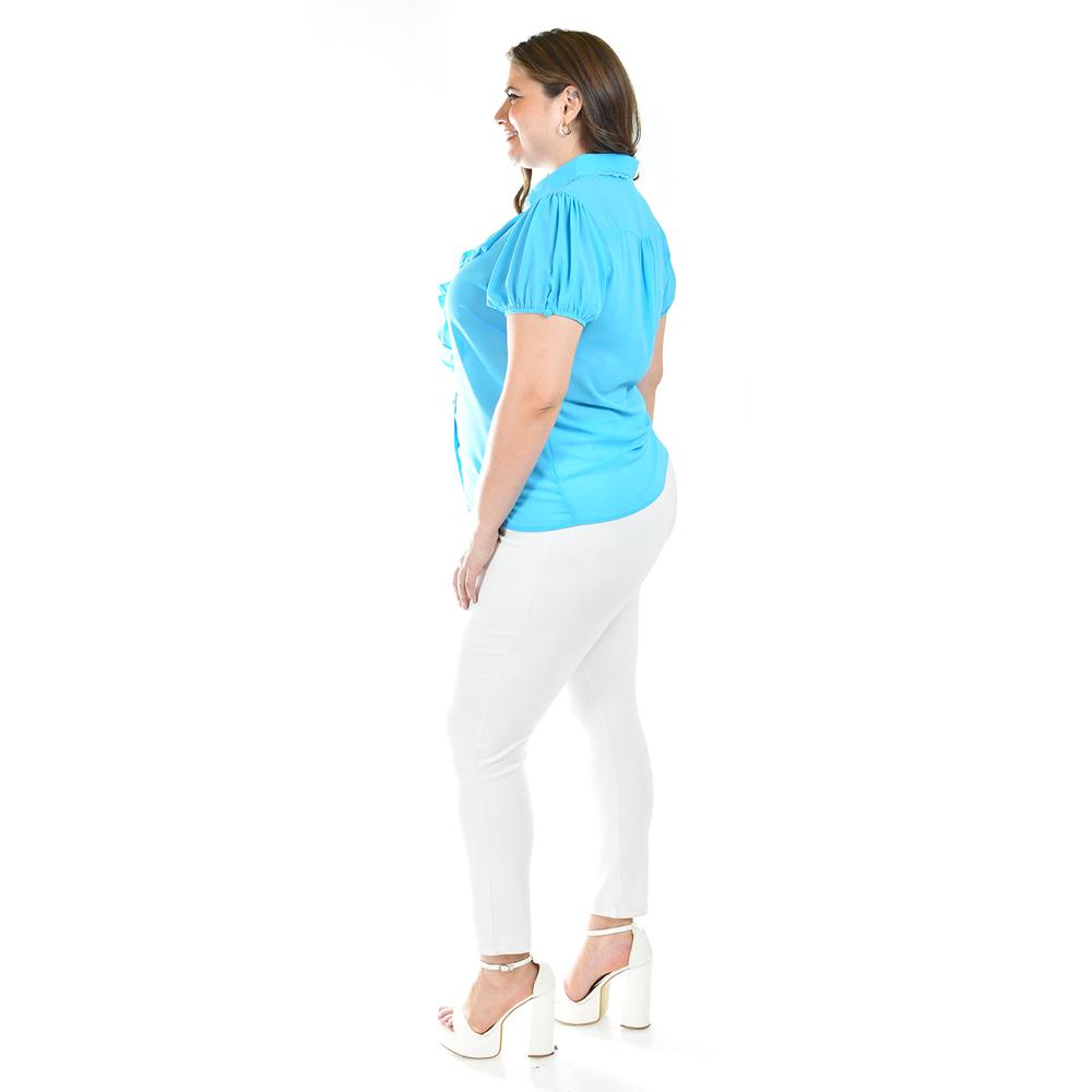 Foto 4 pulgar | Blusa Con Detalle De Olanes Roman Fashion /tallas Extras, 204 (azul Claro) Azul