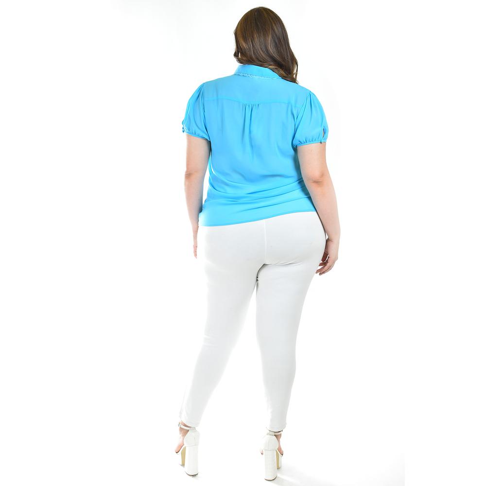 Foto 5 pulgar | Blusa Con Detalle De Olanes Roman Fashion /tallas Extras, 204 (azul Claro) Azul