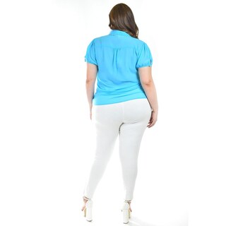 Foto 4 | Blusa Con Detalle De Olanes Roman Fashion /tallas Extras, 204 (azul Claro) Azul