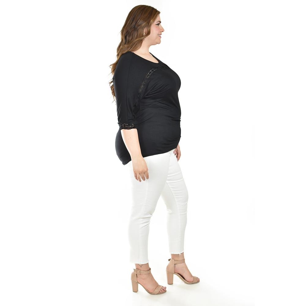 Foto 2 | Blusa Con Detalle De Encaje Roman Fashion /tallas Extras, 242 (negro) Negro