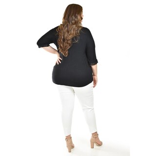Foto 3 | Blusa Con Detalle De Encaje Roman Fashion /tallas Extras, 242 (negro) Negro