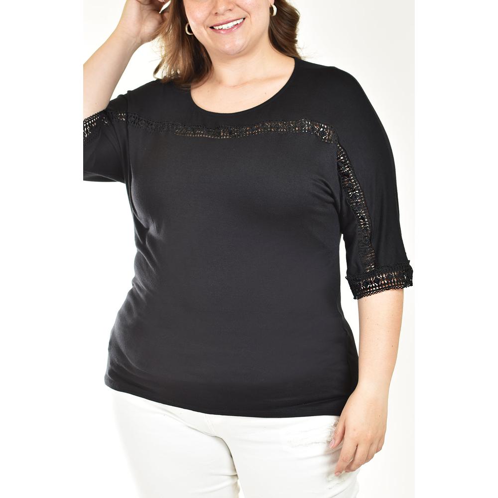 Foto 5 pulgar | Blusa Con Detalle De Encaje Roman Fashion /tallas Extras, 242 (negro) Negro