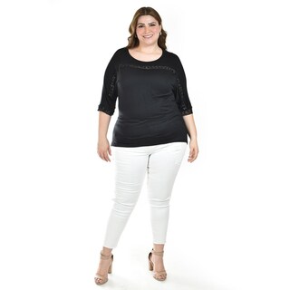 Foto 5 | Blusa Con Detalle De Encaje Roman Fashion /tallas Extras, 242 (negro) Negro