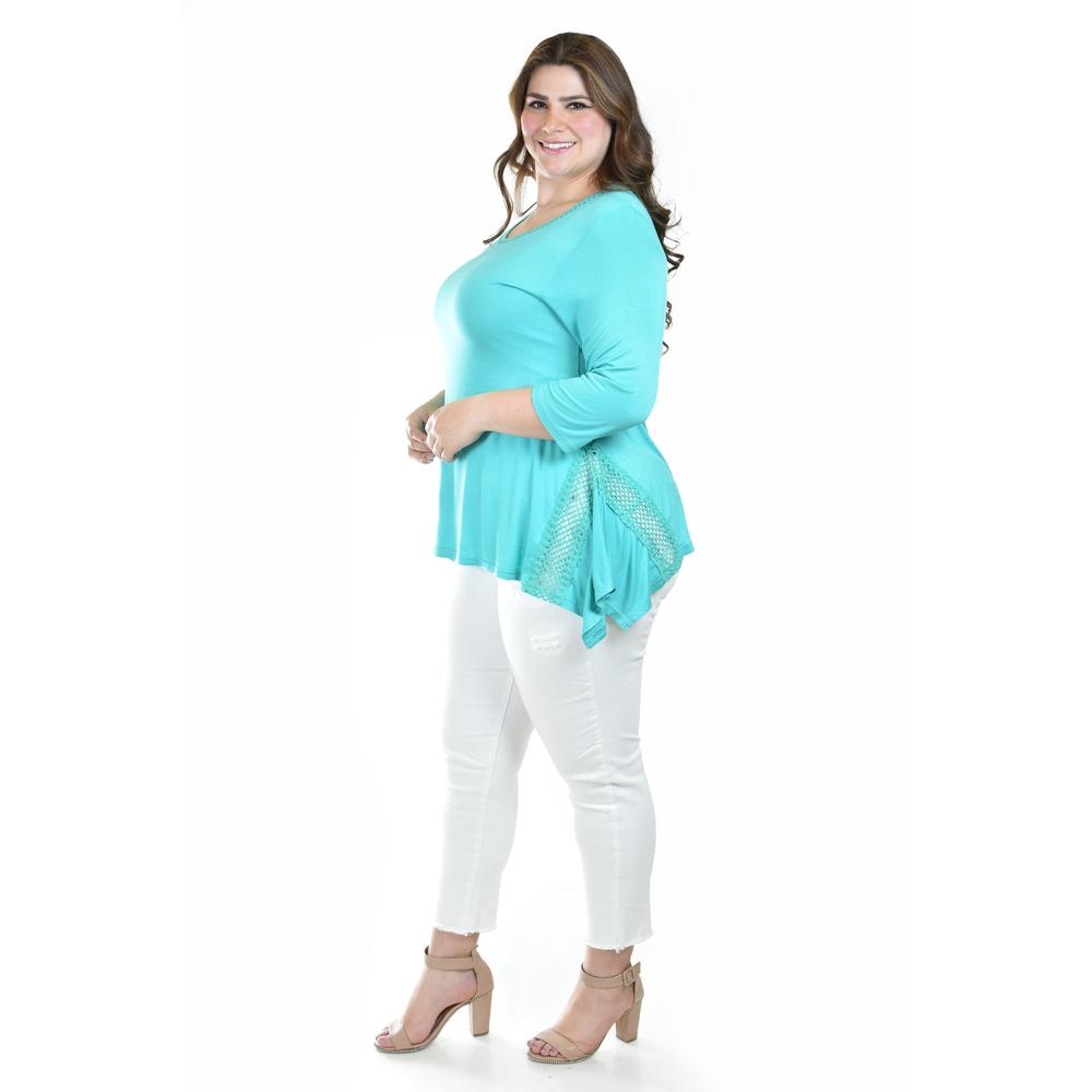 Foto 3 pulgar | Blusa Asimetrica Con Detalles De Encaje Roman Fashion /tallas Extras, 274 (menta) Verde Claro