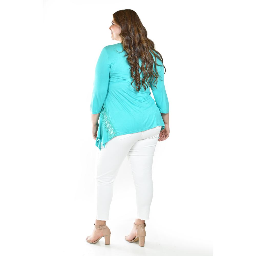 Foto 4 pulgar | Blusa Asimetrica Con Detalles De Encaje Roman Fashion /tallas Extras, 274 (menta) Verde Claro