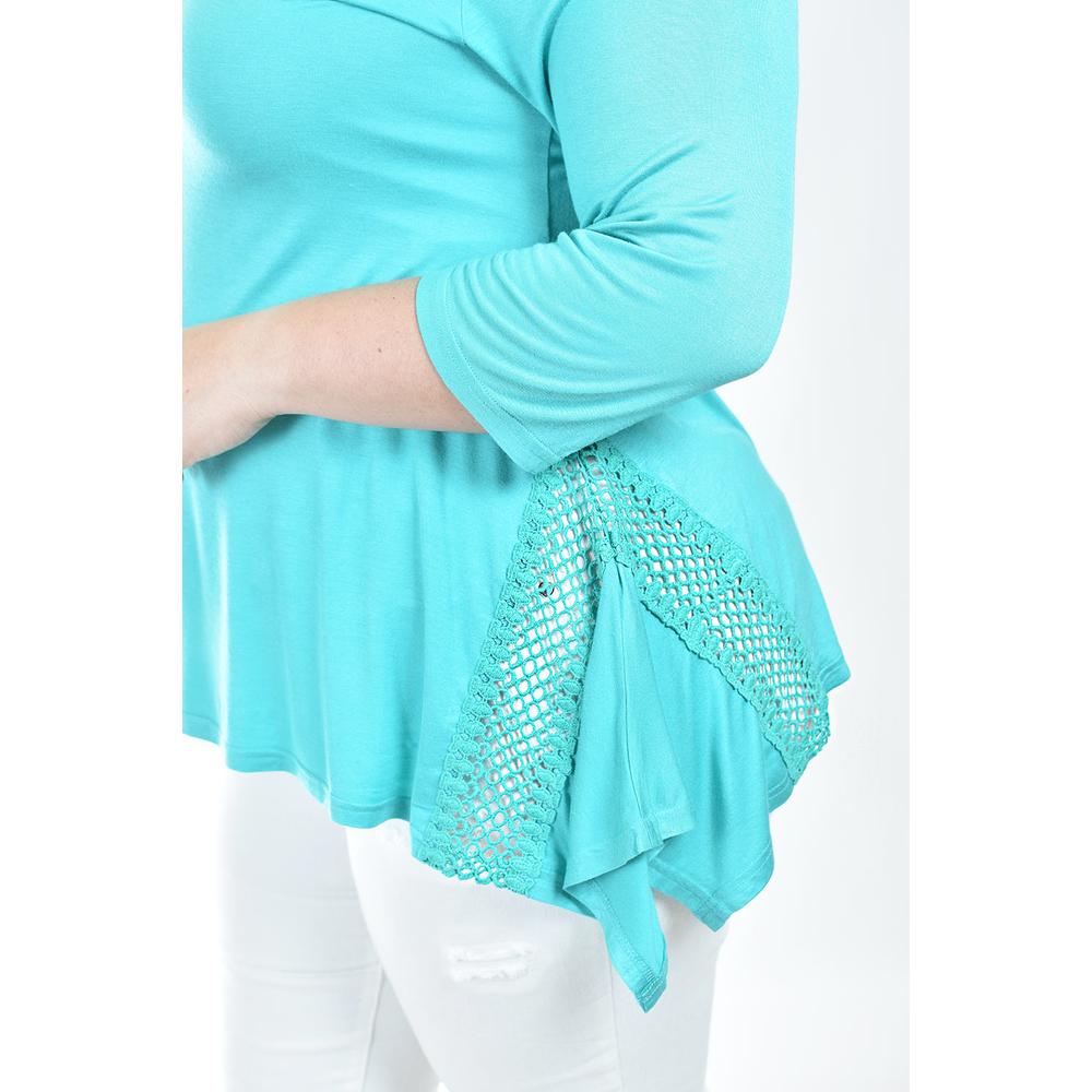 Foto 5 pulgar | Blusa Asimetrica Con Detalles De Encaje Roman Fashion /tallas Extras, 274 (menta) Verde Claro