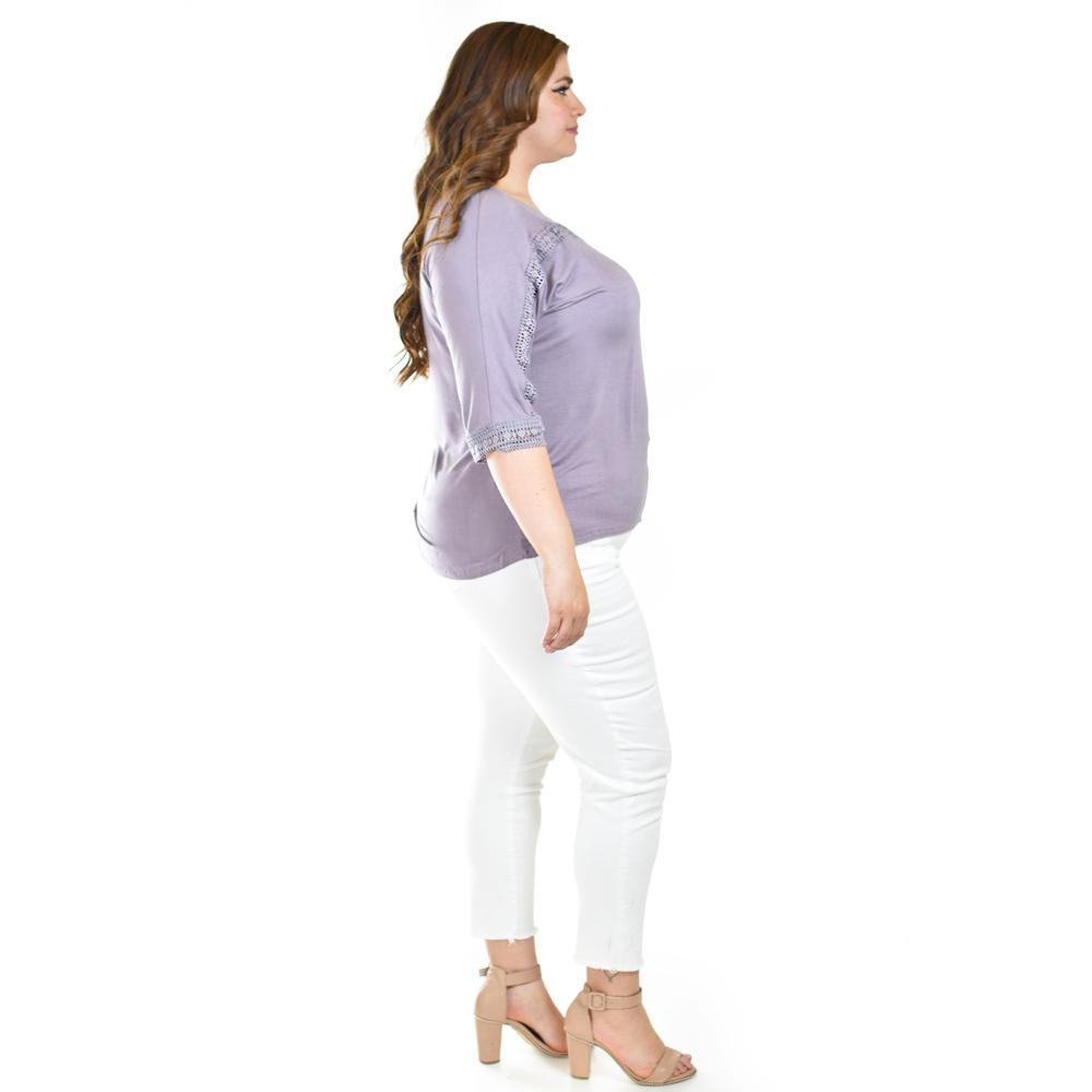 Foto 3 pulgar | Blusa Con Detalle De Encanje Roman Fashion /tallas Extras, 242 (lila) Lila