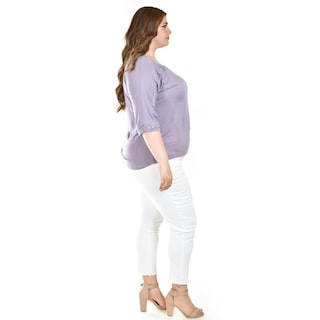 Foto 2 | Blusa Con Detalle De Encanje Roman Fashion /tallas Extras, 242 (lila) Lila