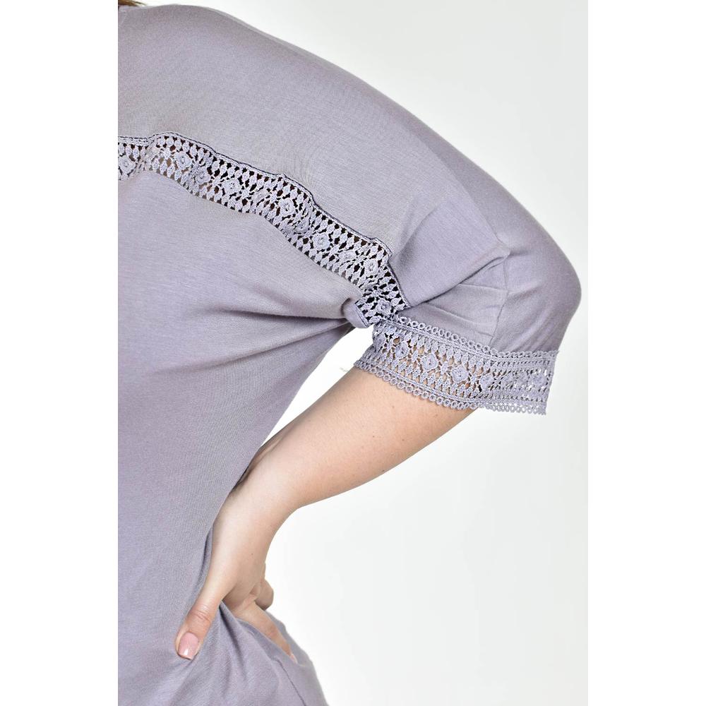 Foto 5 pulgar | Blusa Con Detalle De Encanje Roman Fashion /tallas Extras, 242 (lila) Lila