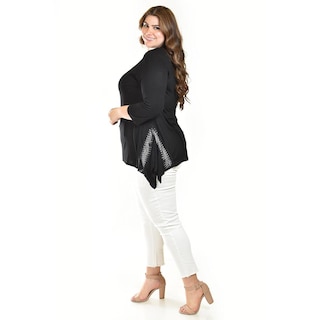 Foto 2 | Blusa Asimetrica Con Detalles De Encaje Roman Fashion /tallas Extras, 274 (negro) Negro