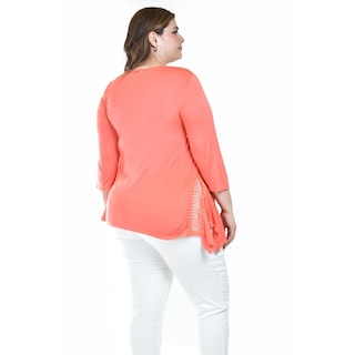 Foto 3 | Blusa Asimetrica Con Detalles De Encanje Roman Fashion /tallas Extras, 274 (coral) Coral