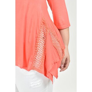 Foto 4 | Blusa Asimetrica Con Detalles De Encanje Roman Fashion /tallas Extras, 274 (coral) Coral
