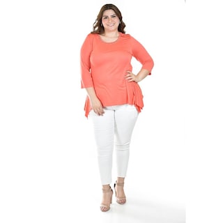 Foto 5 | Blusa Asimetrica Con Detalles De Encanje Roman Fashion /tallas Extras, 274 (coral) Coral