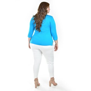 Foto 3 | Blusa Con Detalles Metalicos Roman Fashion /tallas Extras, 276 (azul Claro) Azul