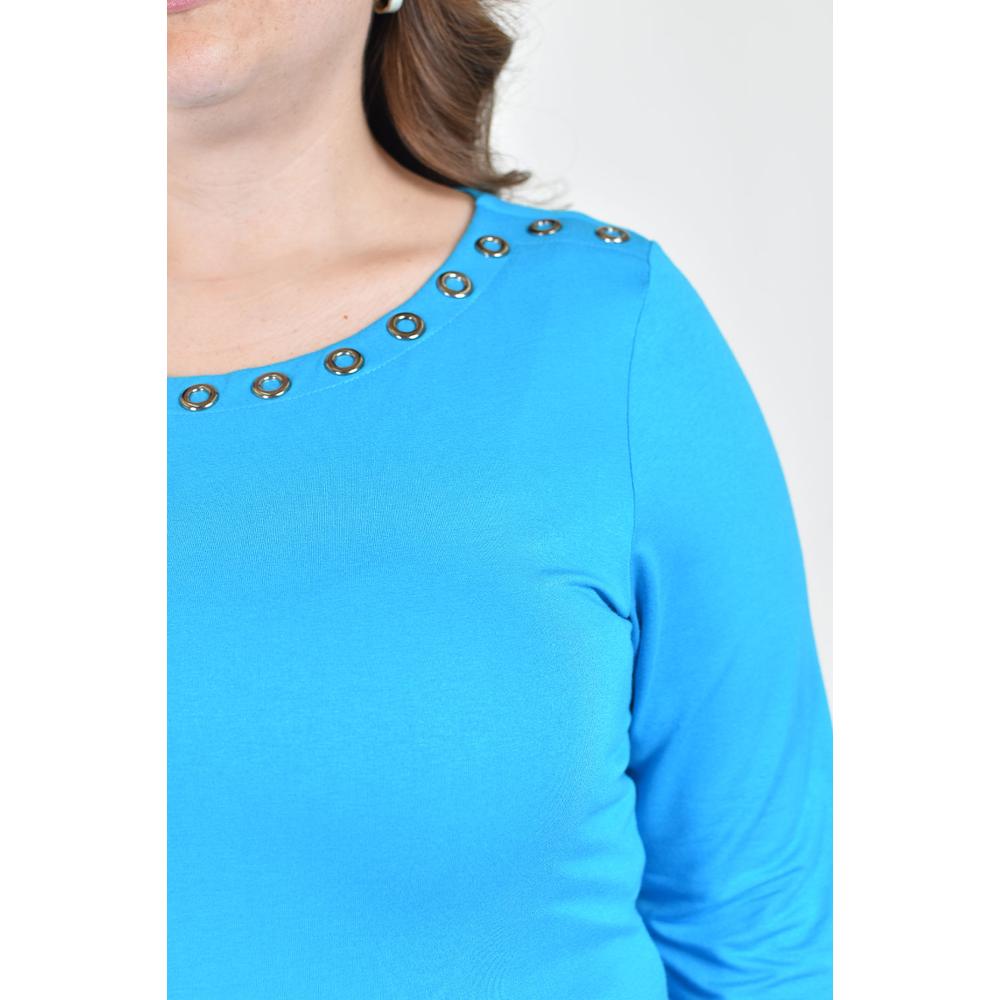 Foto 5 pulgar | Blusa Con Detalles Metalicos Roman Fashion /tallas Extras, 276 (azul Claro) Azul