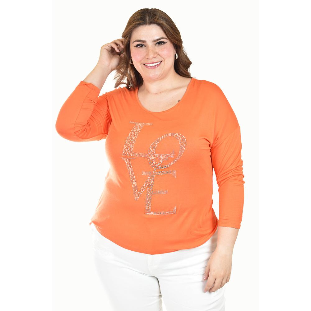 Foto 2 pulgar | Blusa Love Roman Fashion /tallas Extras, 278 (naranja) Naranja