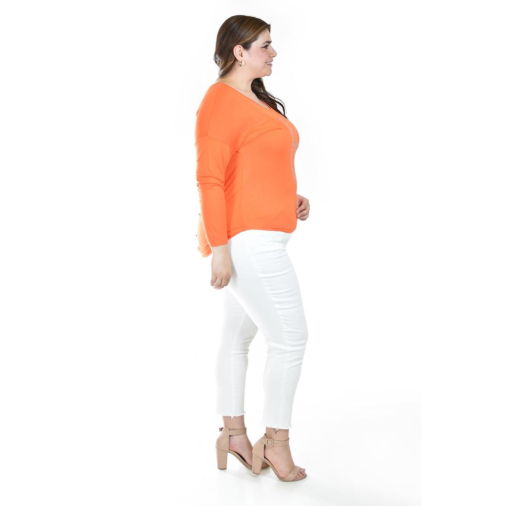 Foto 3 pulgar | Blusa Love Roman Fashion /tallas Extras, 278 (naranja) Naranja