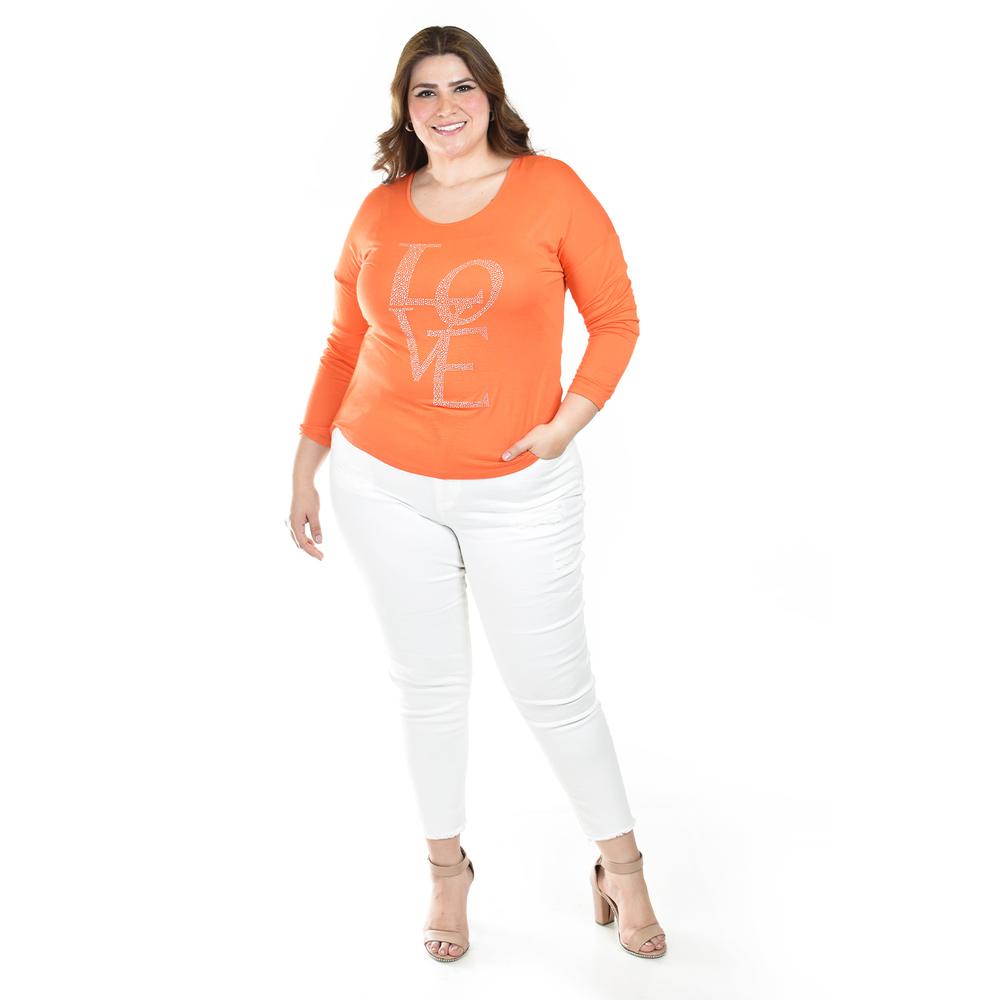 Foto 6 pulgar | Blusa Love Roman Fashion /tallas Extras, 278 (naranja) Naranja