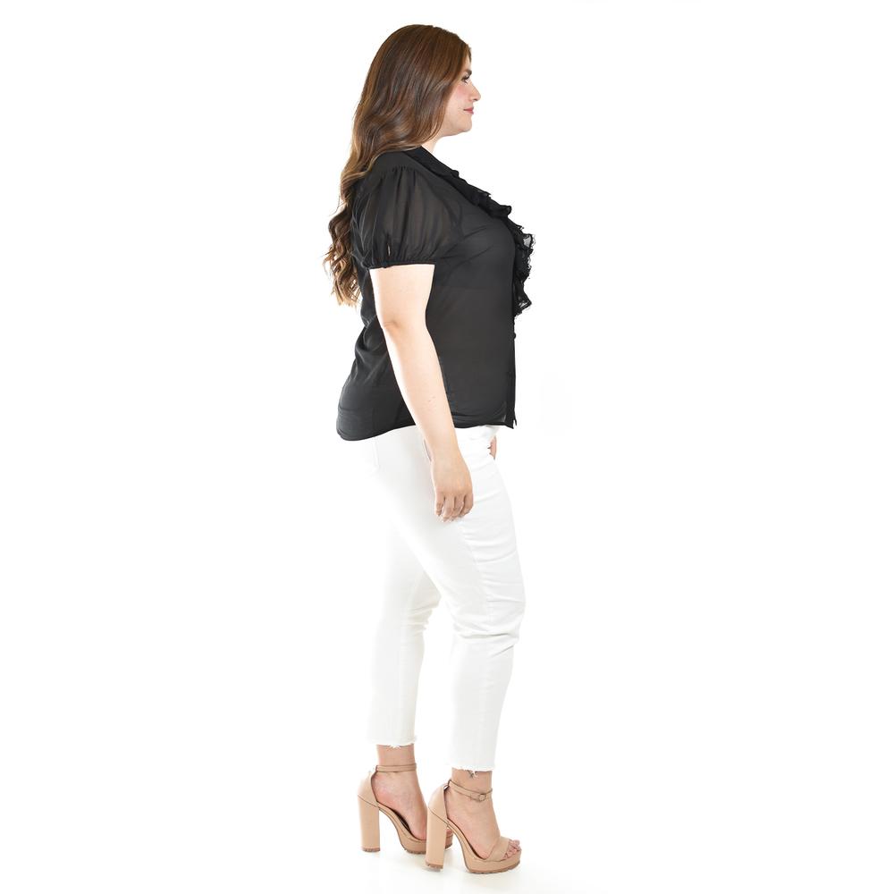Foto 3 pulgar | Blusa Con Detalle De Olanes Roman Fashion /tallas Extras, 204 (negro) Negro