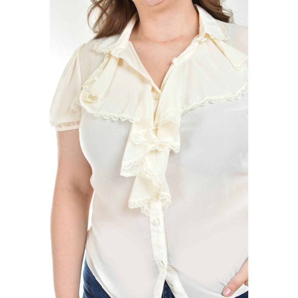 Foto 5 pulgar | Blusa Con Detalle De Olanes Roman Fashion /tallas Extras, 204 (negro) Negro