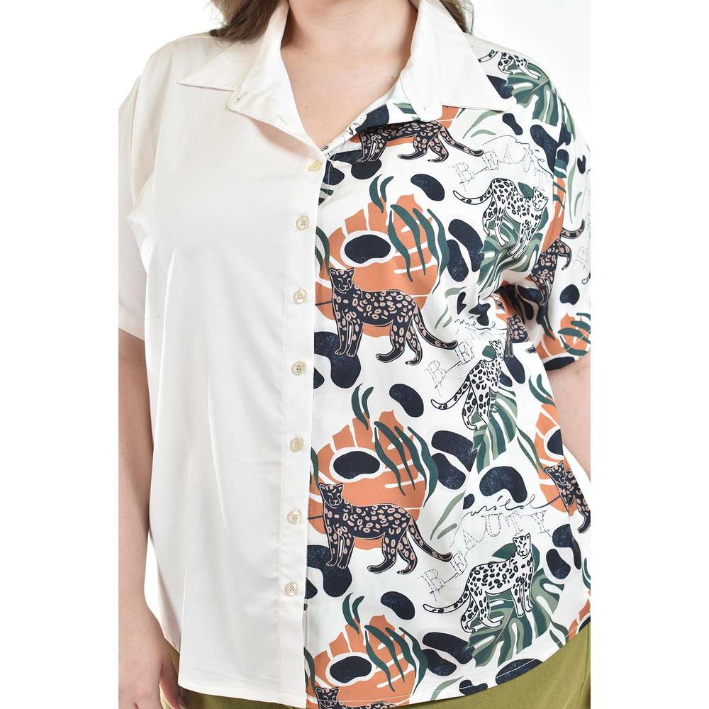 Foto 5 pulgar | Blusa Estampado Unico Roman Fashion /tallas Extras, 5108 (cafe /jaguar) Multicolor