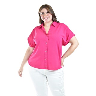 Foto 1 | Blusa Casual Manga Corta Roman Fashion /tallas Extras, 5112 (fiusha) Multicolor