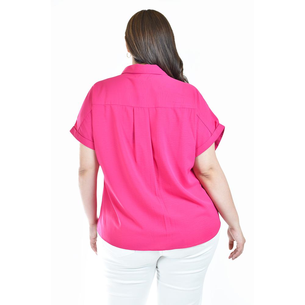 Foto 4 pulgar | Blusa Casual Manga Corta Roman Fashion /tallas Extras, 5112 (fiusha) Multicolor