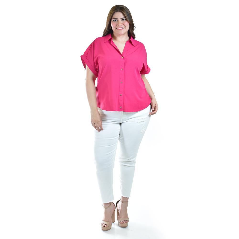 Foto 6 pulgar | Blusa Casual Manga Corta Roman Fashion /tallas Extras, 5112 (fiusha) Multicolor