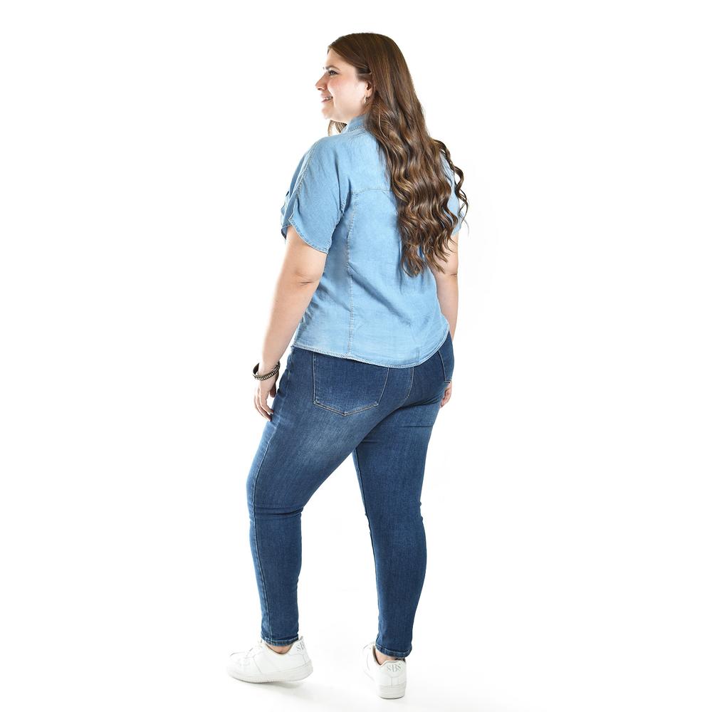 Foto 4 pulgar | Blusa De Mezclilla Con Nudo Roman Fashion /tallas Extras, 5116 (mezclilla Light) Multicolor