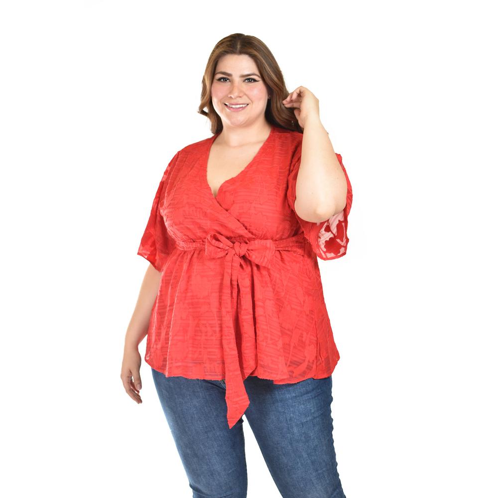 Blusa De Encaje Roman Fashion /tallas Extras, 5113 (rojo) Rojo
