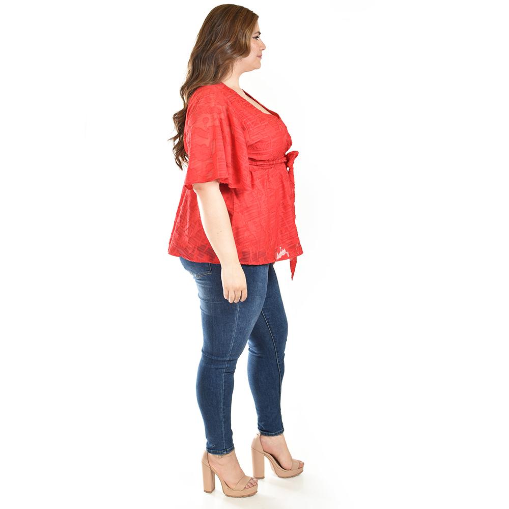 Foto 3 pulgar | Blusa De Encaje Roman Fashion /tallas Extras, 5113 (rojo) Rojo
