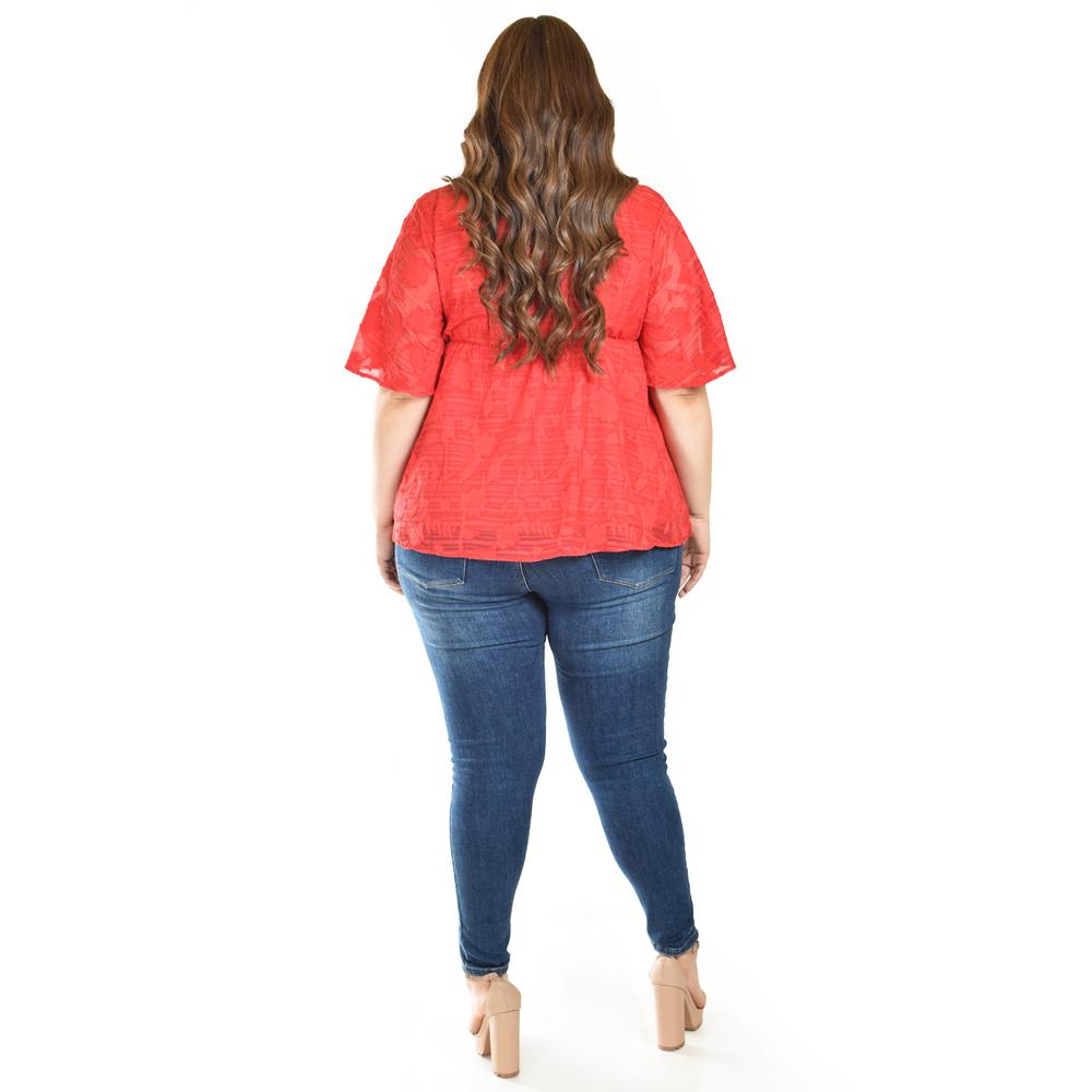 Foto 4 pulgar | Blusa De Encaje Roman Fashion /tallas Extras, 5113 (rojo) Rojo