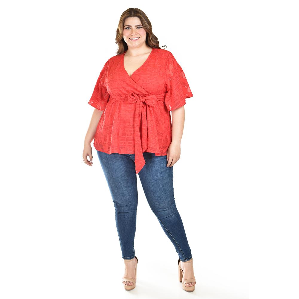 Foto 5 pulgar | Blusa De Encaje Roman Fashion /tallas Extras, 5113 (rojo) Rojo