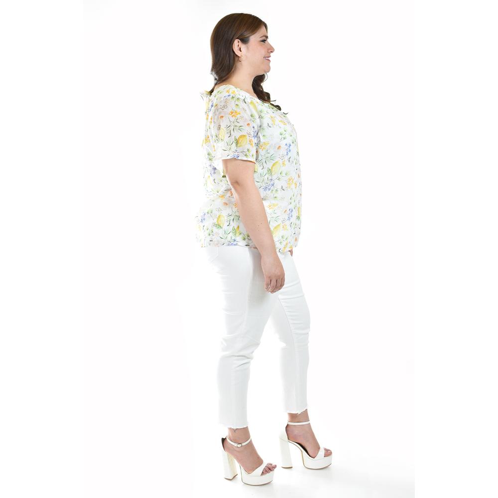 Foto 2 | Blusa Estampada Con Moño Roman Fashion /tallas Extras, 5115 (amarillo) Amarillo
