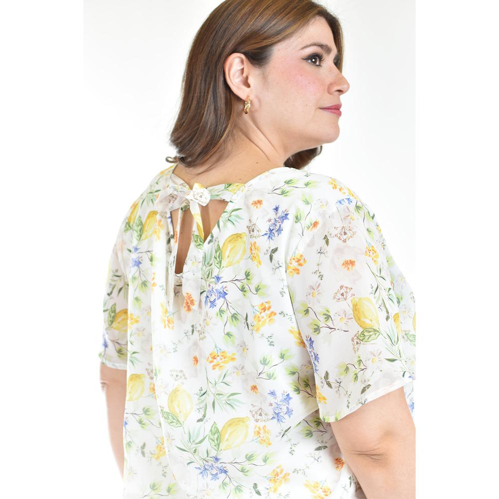 Foto 5 pulgar | Blusa Estampada Con Moño Roman Fashion /tallas Extras, 5115 (amarillo) Amarillo