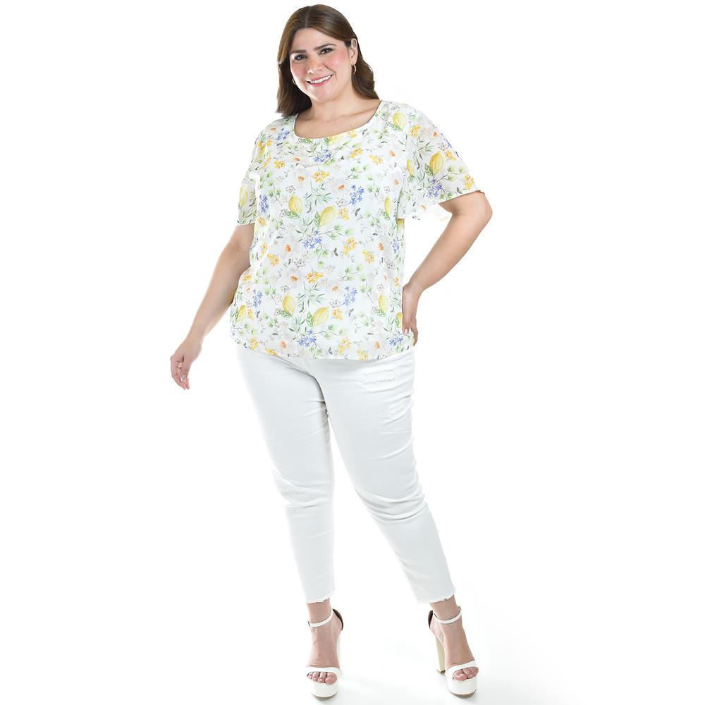 Foto 5 | Blusa Estampada Con Moño Roman Fashion /tallas Extras, 5115 (amarillo) Amarillo