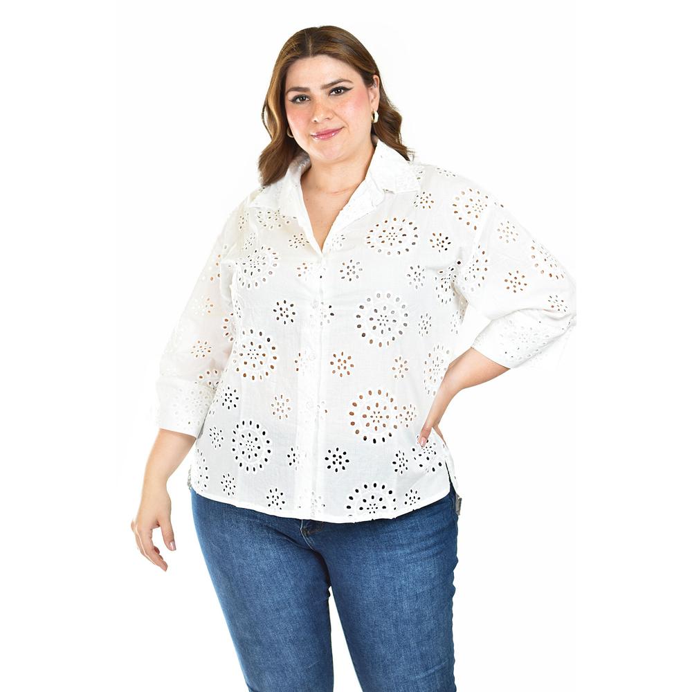 Blusa Bordada Roman Fashion 3952 Blanca para Mujer