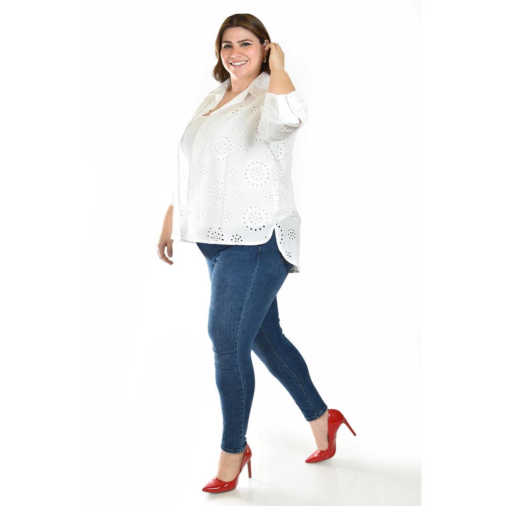 Foto 2 | Blusa Bordada Roman Fashion 3952 Blanca para Mujer