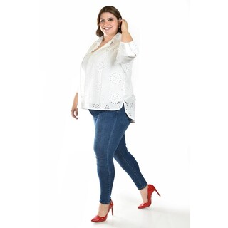 Foto 2 | Blusa Bordada Roman Fashion 3952 Blanca para Mujer