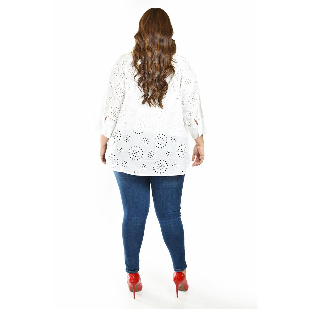 Foto 4 pulgar | Blusa Bordada Roman Fashion 3952 Blanca para Mujer