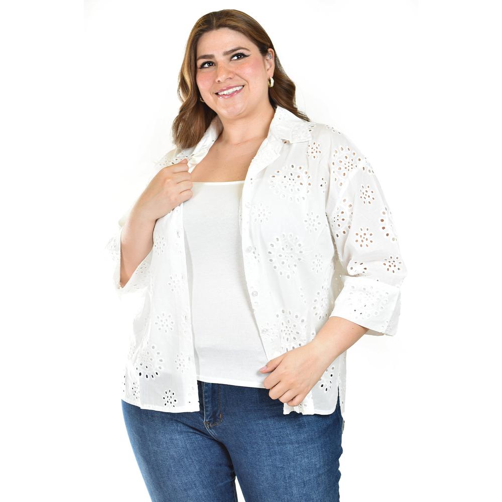 Foto 5 pulgar | Blusa Bordada Roman Fashion 3952 Blanca para Mujer