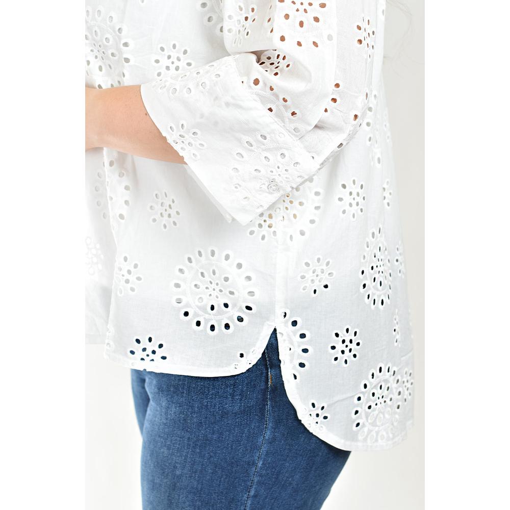Foto 6 pulgar | Blusa Bordada Roman Fashion 3952 Blanca para Mujer