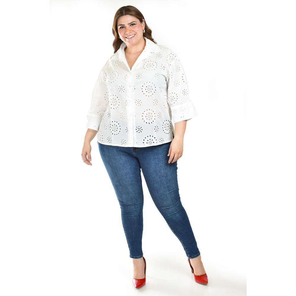 Foto 7 pulgar | Blusa Bordada Roman Fashion 3952 Blanca para Mujer